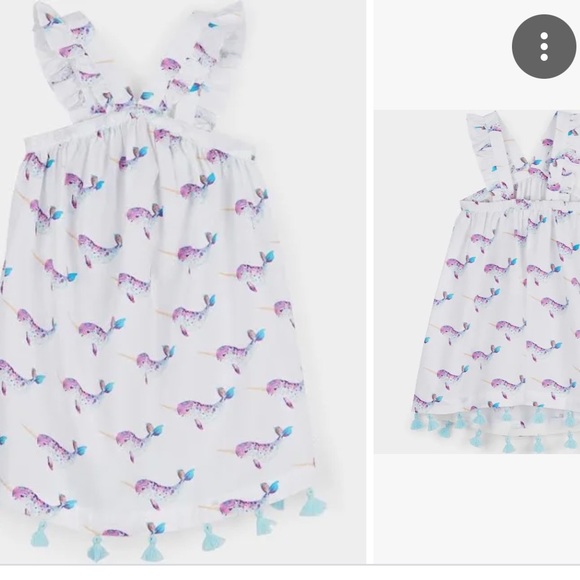 Hatley Baby Cross Back Narwhal Sea Dress size 12-18 months trimmed in tassels - Picture 2 of 5